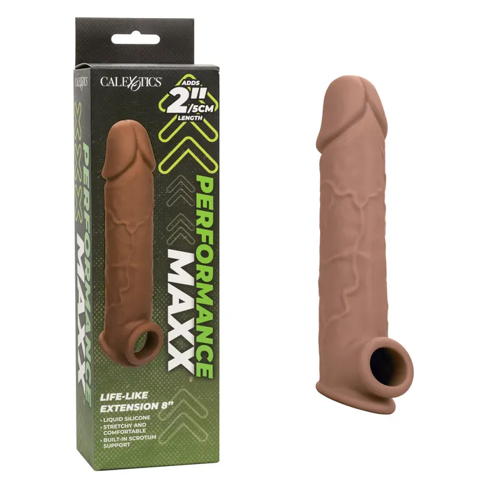 Male Sex Toys PERFORMANCE MAXX LIFELIKE EXTENSION 8 BROWN CALEXOTICS