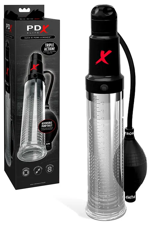 Pipedream PDX Elite TRIPLE ACTION SUCK N PUMP STROKER Vibrating Penis Pump and Masturbator Squeezes Enlarges and Vibrates JCAP Male Sex Toys Pipedream PDX Elite TRIPLE ACTION SUCK N PUMP STROKER Vibrating Penis Pump and Masturbator Squeezes Enlarges and Vibrates JCAP Male Sex Toys