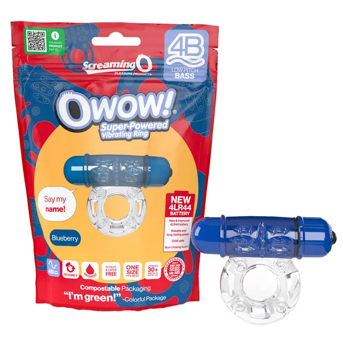 Screaming O Screaming O 4B OWow Vibrating Cock Ring Blueberry Couples