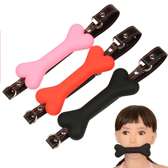 Silicone Dog Bone Gag with PU Leather Straps Adult Erotic Sex Toy for Ladies EVEs SECRETS Couples