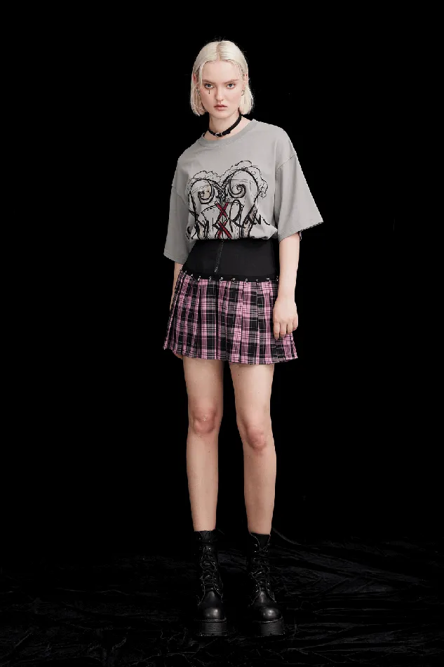 Stylish ALine Plaid Skirt with Metal Ring Embellishments EVEs SECRETS Male Sex Toys