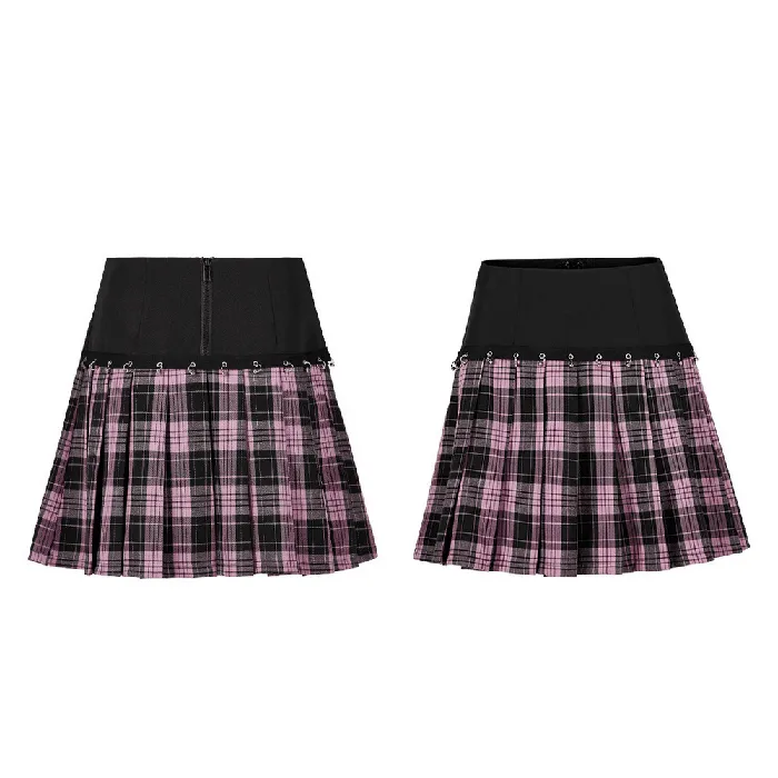 Stylish ALine Plaid Skirt with Metal Ring Embellishments EVEs SECRETS Male Sex Toys