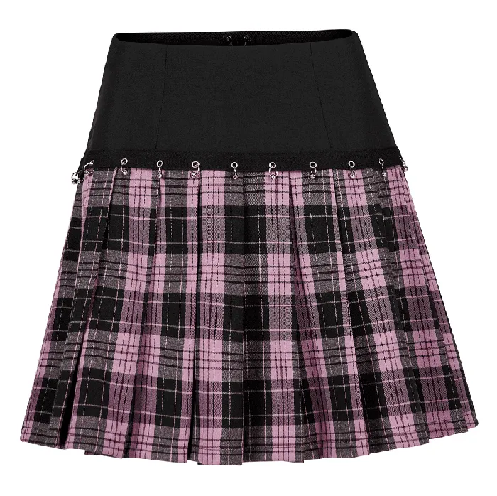 Stylish ALine Plaid Skirt with Metal Ring Embellishments EVEs SECRETS Male Sex Toys