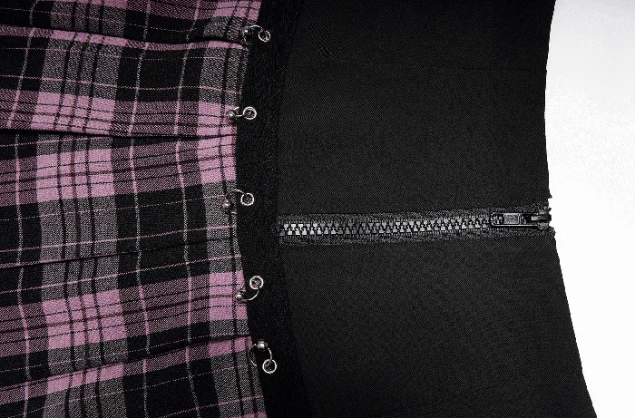 Stylish ALine Plaid Skirt with Metal Ring Embellishments EVEs SECRETS Male Sex Toys