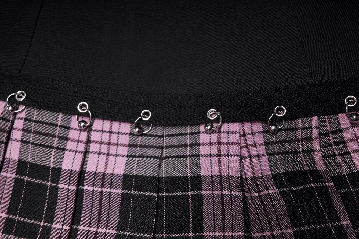 Stylish ALine Plaid Skirt with Metal Ring Embellishments EVEs SECRETS Male Sex Toys