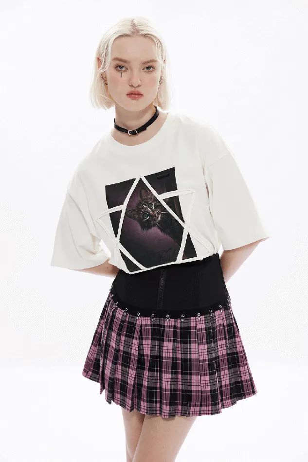Stylish ALine Plaid Skirt with Metal Ring Embellishments EVEs SECRETS Male Sex Toys