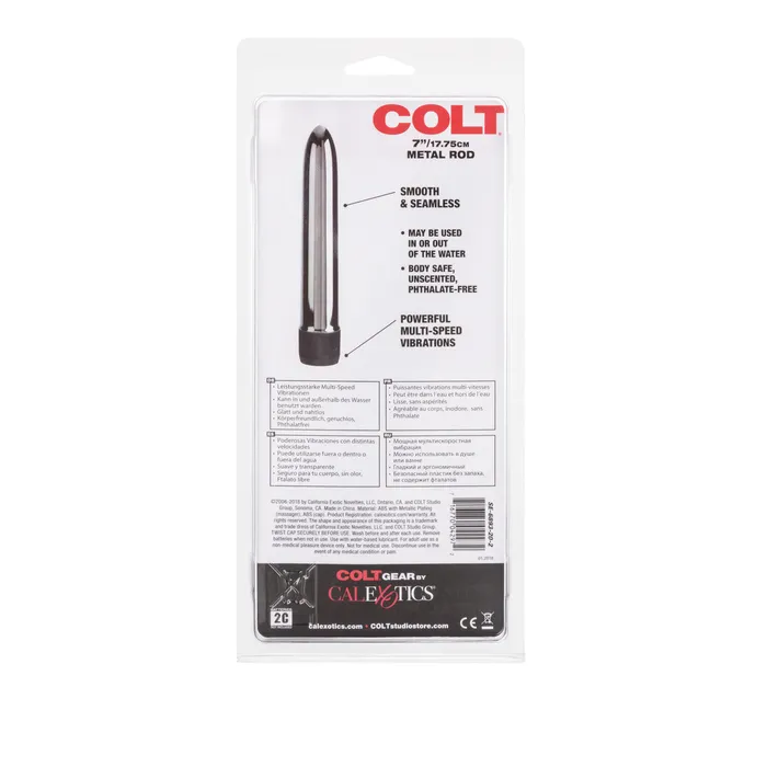 Sugar and Sas Anal Colt METAL ROD Smooth Multispeed Battery Powered Vibrator 7 inch Silver