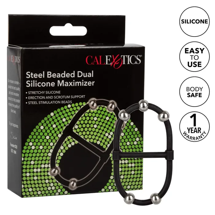 CalExotics Steel Beaded Dual Silicone Maximizer Female Sex Toys CalExotics Steel Beaded Dual Silicone Maximizer Female Sex Toys