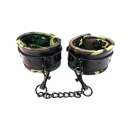 Rouge Rouge Leather Padded Wrist Cuffs with BlackCamo Restraints