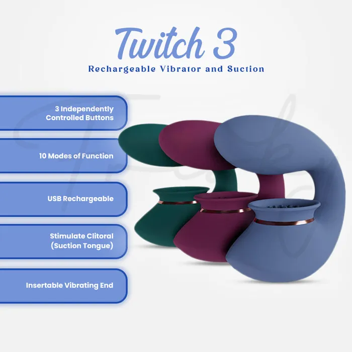 SHOTS Vibrators SHOTS Twitch 3 Rechargeable Vibrator and Suction Burgundy