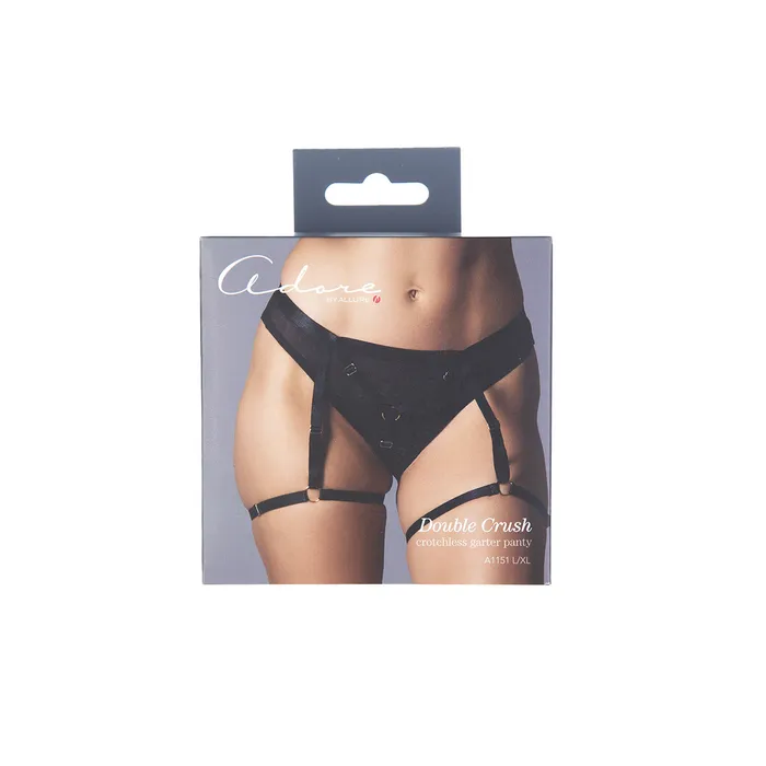 Adore by Allure Double Crush Crotchless Garter Panty Black Allure Anal
