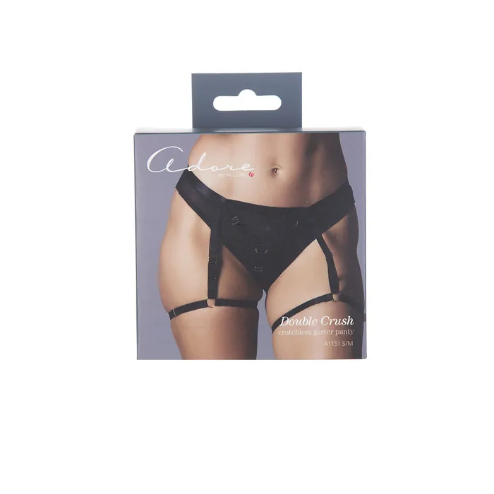 Adore by Allure Double Crush Crotchless Garter Panty Black Allure Anal