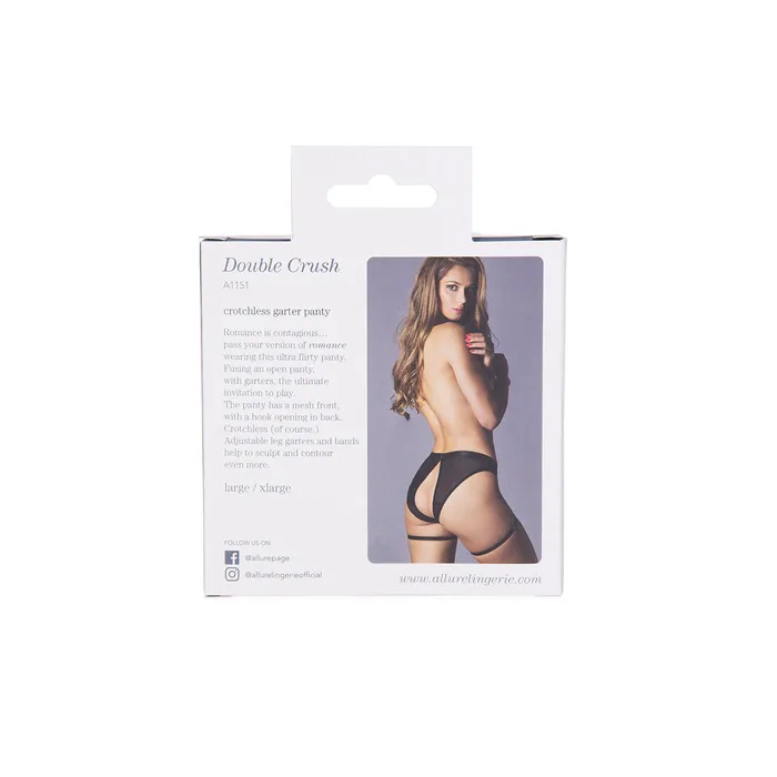 Adore by Allure Double Crush Crotchless Garter Panty Black Allure Anal