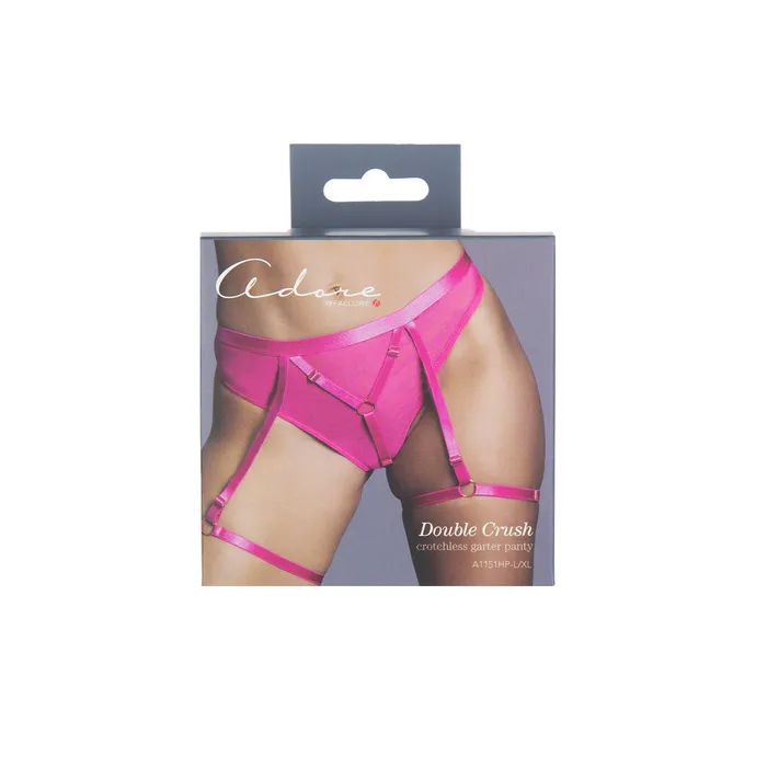 Adore by Allure Double Crush Crotchless Garter Panty Hot Pink Allure Vibrators