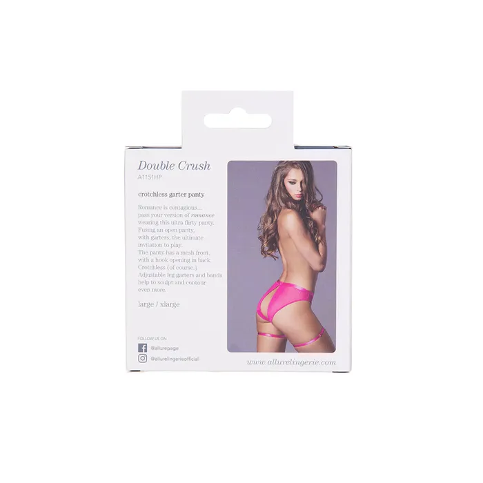Adore by Allure Double Crush Crotchless Garter Panty Hot Pink Allure Vibrators