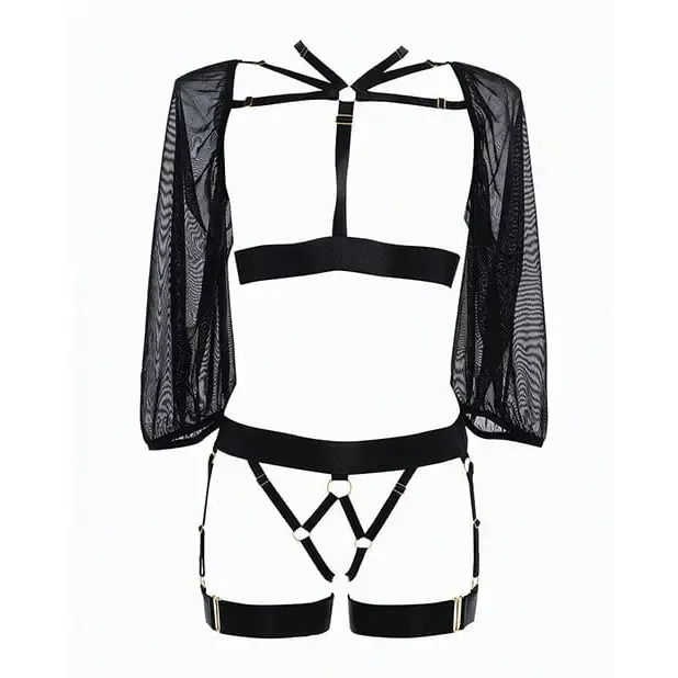 Allure Lingerie Female Sex Toys Adore Ibiza Babe Strappy Open Front Bodice with Mesh Sleeves Open Gartered Panty Allure Lingerie Female Sex Toys Adore Ibiza Babe Strappy Open Front Bodice with Mesh Sleeves Open Gartered Panty