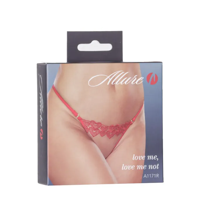 Allure Love Me Love Me Not Thong Red One Size Fits Most Allure Vibrators