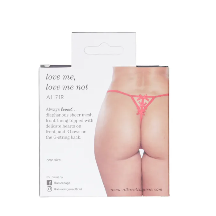 Allure Love Me Love Me Not Thong Red One Size Fits Most Allure Vibrators