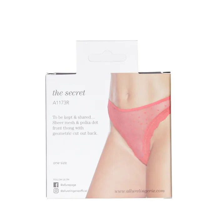 Allure The Secret Thong Red One Size Fits Most Allure Teddies And Bodies