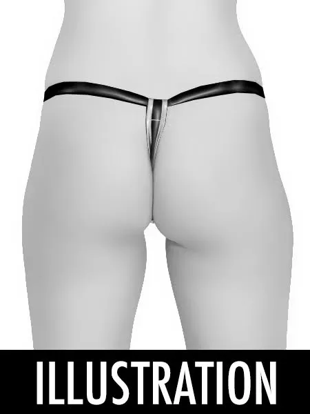 Anal Buckled PVC GString in Black Silver One Size HonourSkintwocom