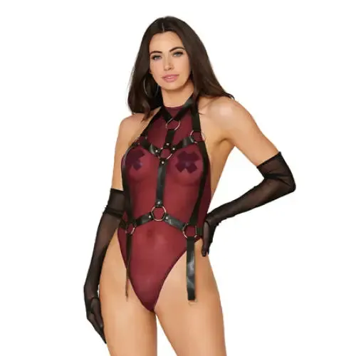Anal Dreamgirl International Dreamgirl HighNeck Mesh Teddy Garter Body Harness Burgundy Black L Hanging Anal Dreamgirl International Dreamgirl HighNeck Mesh Teddy Garter Body Harness Burgundy Black L Hanging