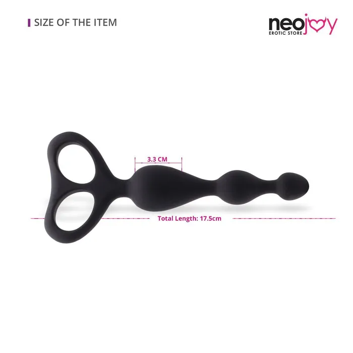 Anal Neojoy Beaded Anal Dildo Silicone With Double Loops Black 175cm 69 inch Neojoy