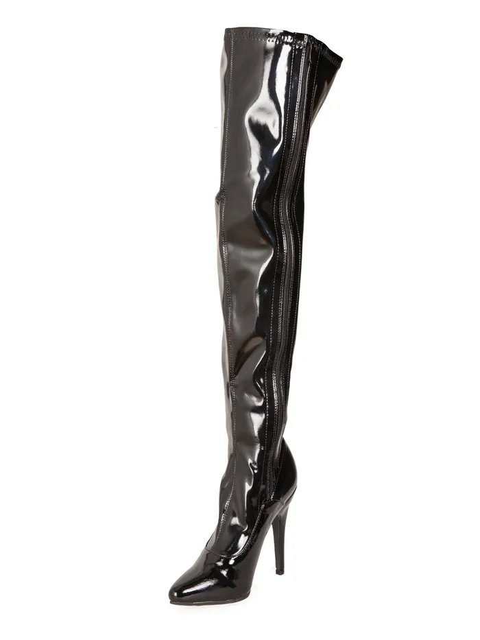 Anal Shiny Black Thigh High Boots HonourSkintwocom