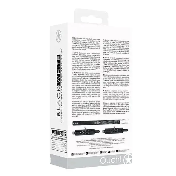 Anal Shots America Shots Ouch Black White Bonded Leather Collar Whand Cuffs Black Anal Shots America Shots Ouch Black White Bonded Leather Collar Whand Cuffs Black