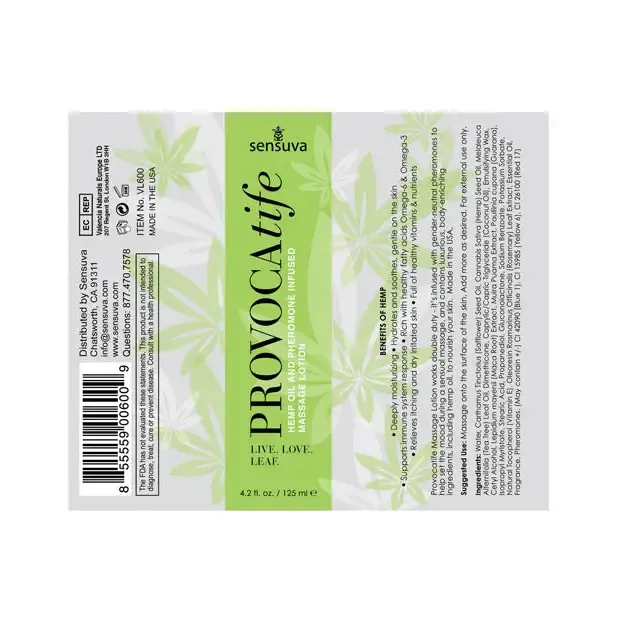 Couples Sensuva Provocatife Hemp Oil PheromoneInfused Massage Lotion 42 oz Sensuva