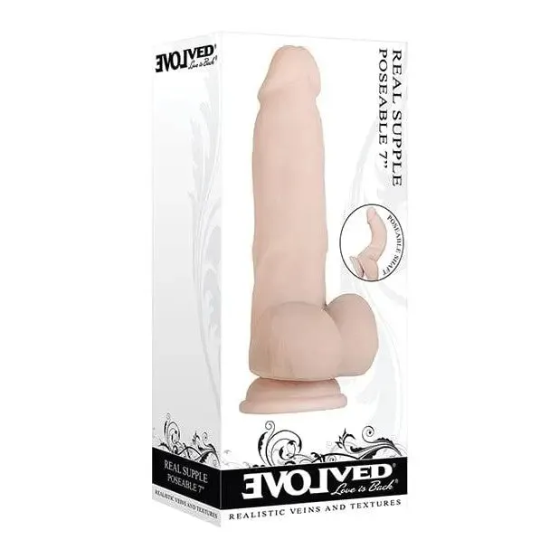 Dildos Evolved Evolved Real Supple Poseable 7 TPE Rubber Dildo with Suction Cup Base Dildos Evolved Evolved Real Supple Poseable 7 TPE Rubber Dildo with Suction Cup Base
