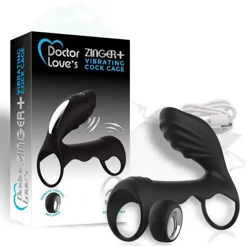 Doctor Love Zinger Vibrating Rechargeable Cock Cage W Remote Black Doctor Love Male Sex Toys Doctor Love Zinger Vibrating Rechargeable Cock Cage W Remote Black Doctor Love Male Sex Toys