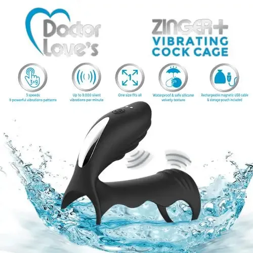 Doctor Love Zinger Vibrating Rechargeable Cock Cage W Remote Black Doctor Love Male Sex Toys Doctor Love Zinger Vibrating Rechargeable Cock Cage W Remote Black Doctor Love Male Sex Toys