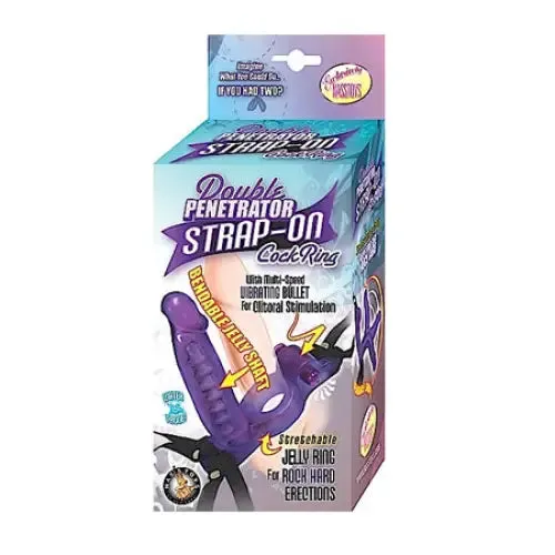 Double Penetrator Vibrating StrapOn Cockring Purple Novelties By Nasswalk Female Sex Toys Double Penetrator Vibrating StrapOn Cockring Purple Novelties By Nasswalk Female Sex Toys