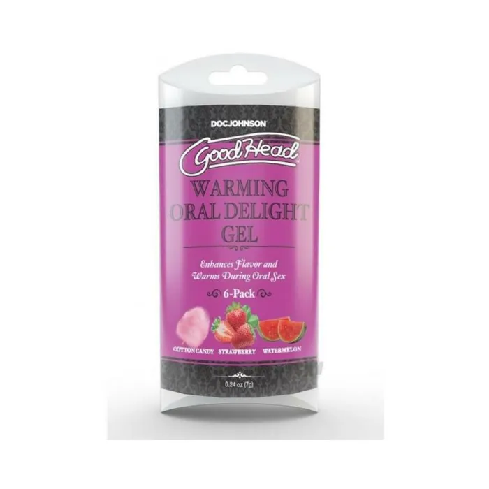 Enhancers Goodhead Warming Oral Delight Gel MultiFlavor 6Pack 024 oz Doc Johnson Enhancers Goodhead Warming Oral Delight Gel MultiFlavor 6Pack 024 oz Doc Johnson