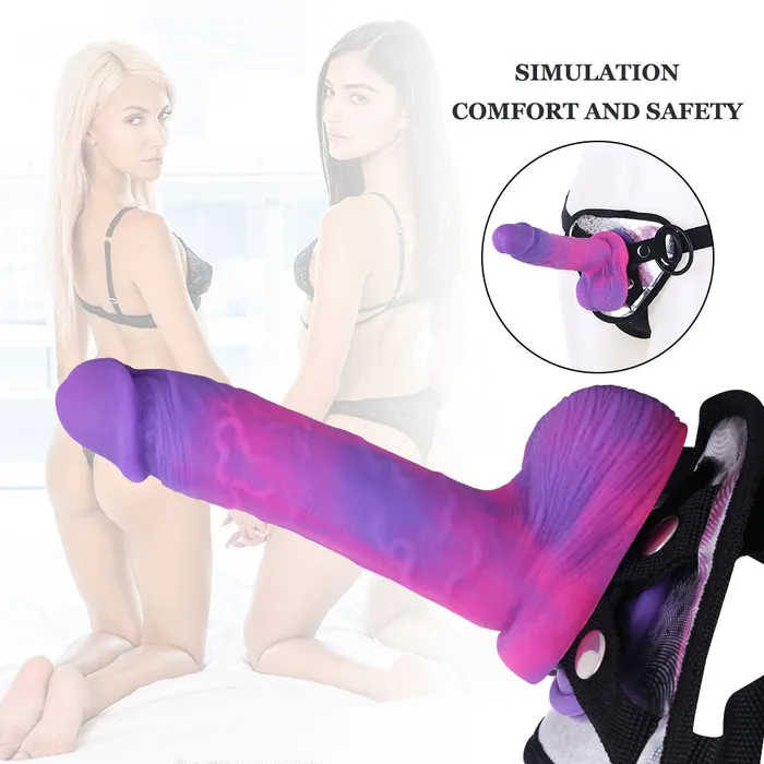 Female Sex Toys Modi F496 Adjustable StrapOn Harness Kit with 81inch Multicolored Liquid Silicone Dildo