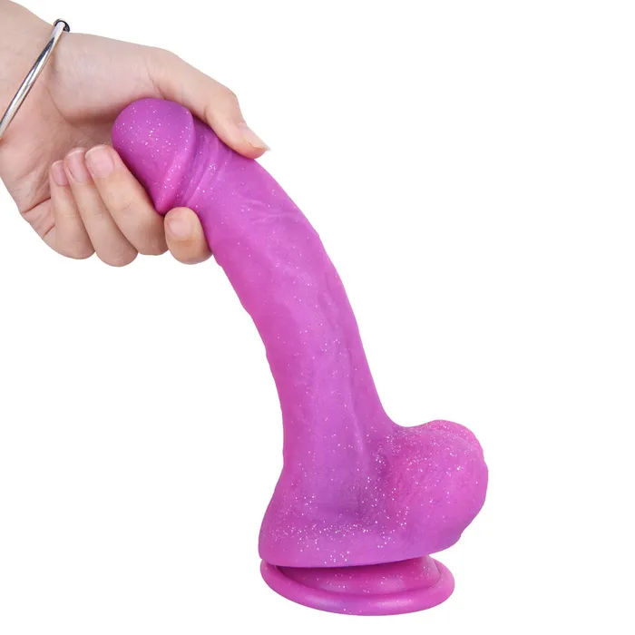 G20 Realistic Flash Purple Liquid Silicone Suction Cup Dildo with Balls 83 Inch Modi Dildos