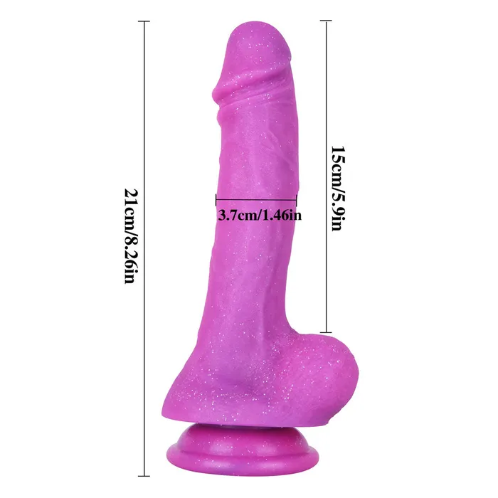 G20 Realistic Flash Purple Liquid Silicone Suction Cup Dildo with Balls 83 Inch Modi Dildos