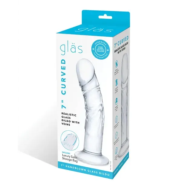 Glas 7 in Curved Realistic Glass Dildo with Veins glas Dildos