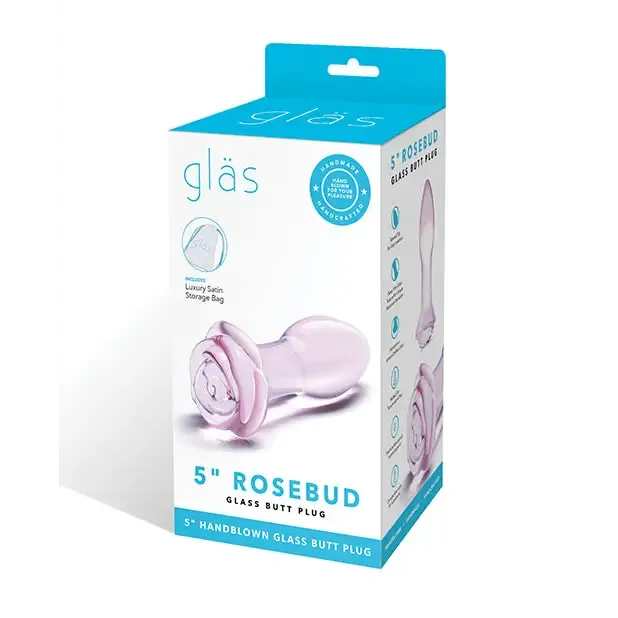 glas Anal Glas 5 in Rosebud Glass Butt Plug