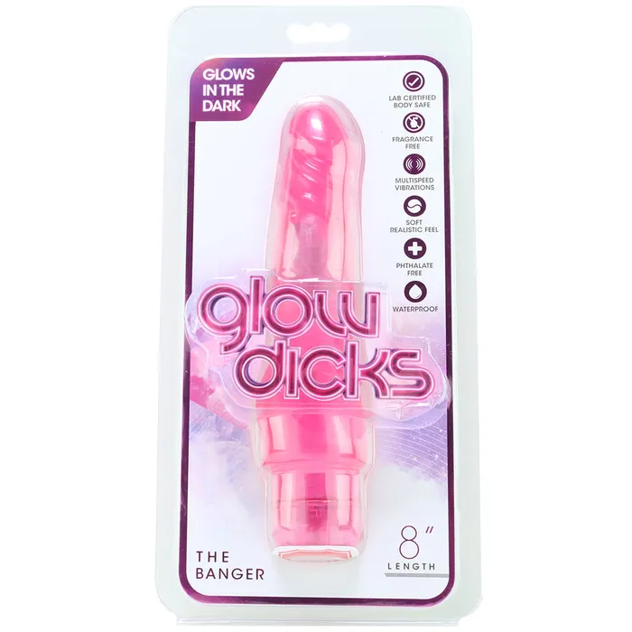 Glow Dicks 8 Inch The Banger Vibe in Pink Blush Anal Glow Dicks 8 Inch The Banger Vibe in Pink Blush Anal