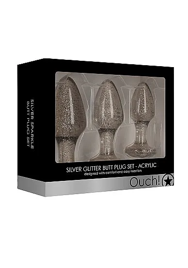 HonourSkintwocom Anal Acrylic Silverchip Butt Plug Set Silver