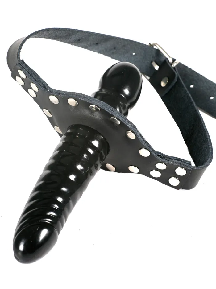 Leather Double Penis Gag HonourSkintwocom Male Sex Toys
