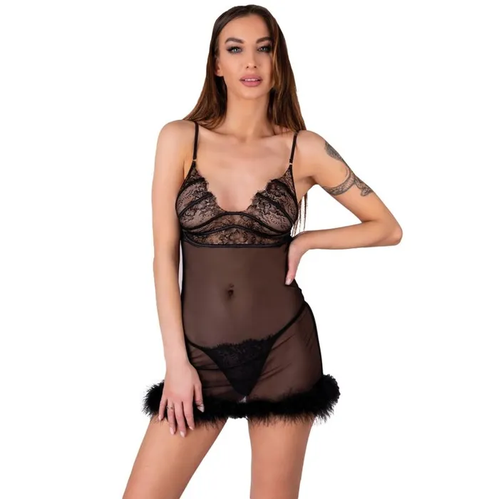 LIVCO CORSETTI FASHION ZERUNAM SET BABYDOLL BLACK THONG LIVCO CO Anal