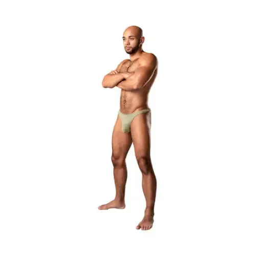 Male Power Cabana Banana Bong Thong YellowGrey SM Male Power Male Sex Toys