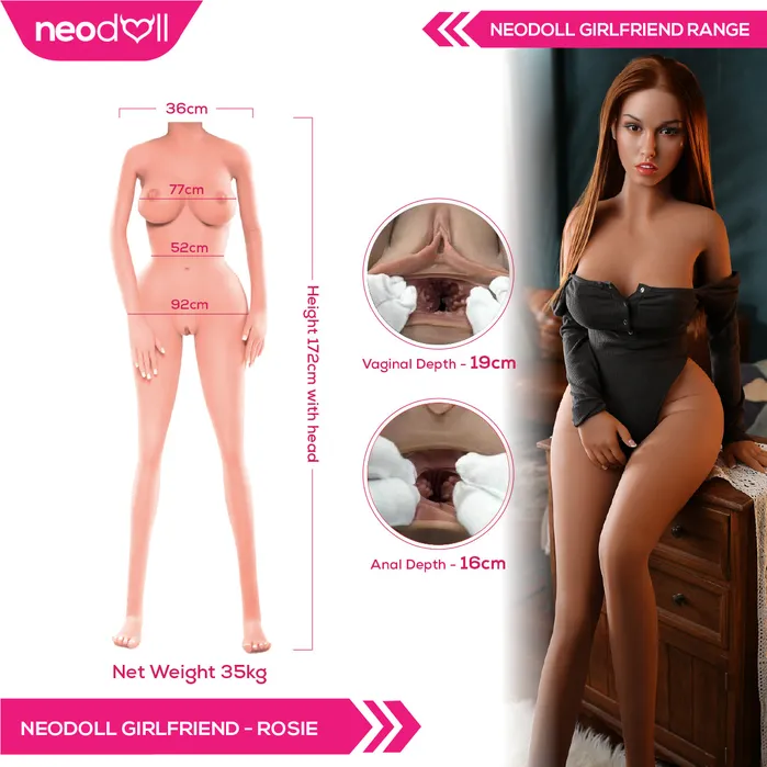 Male Sex Toys Neodoll Neodoll Girlfriend Rosie Silicone TPE Hybrid Sex Doll 172cm Tan