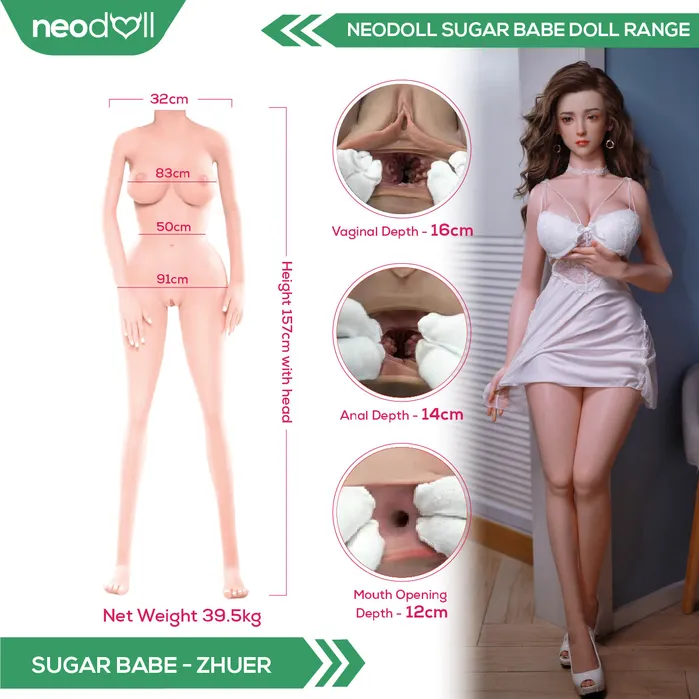 Male Sex Toys Neodoll Sugar Babe Zhuer Silicone TPE Hybrid Sex Doll Gel Breast Uterus 157cm Silicone Colour Neodoll Sugar Babe