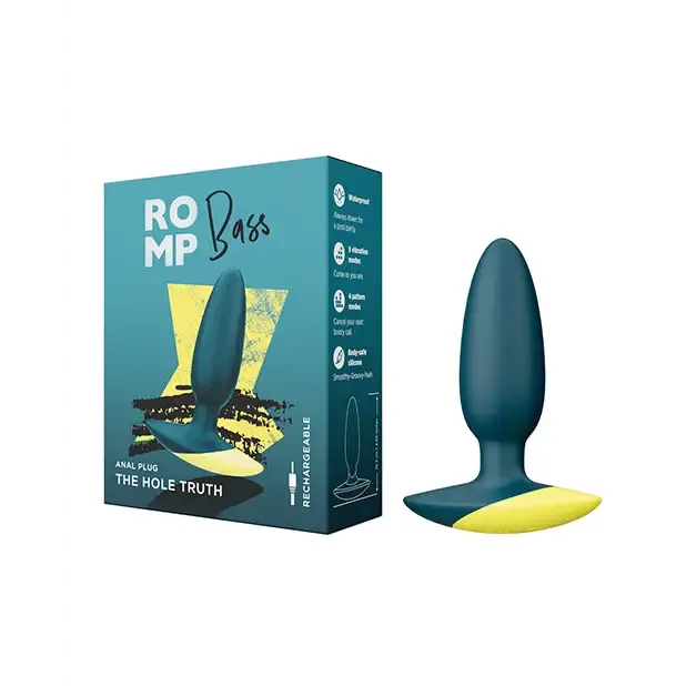 Male Sex Toys ROMP ROMP Bass Green Rechargeable Silicone Vibrating Anal Plug Male Sex Toys ROMP ROMP Bass Green Rechargeable Silicone Vibrating Anal Plug