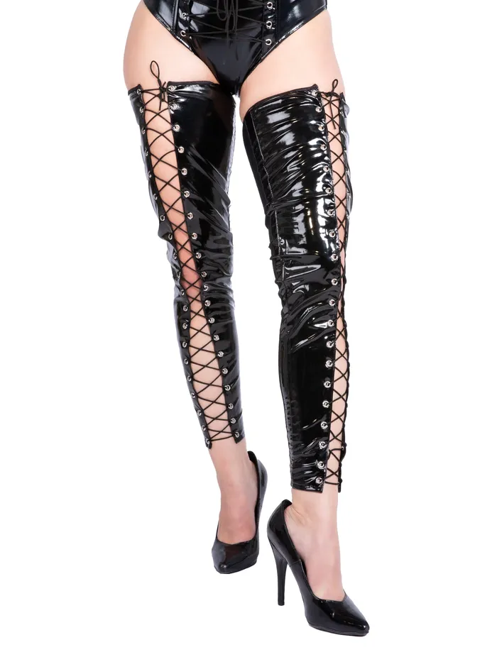 Male Sex Toys Vino Lace up PVC Footless Stockings HonourSkintwocom
