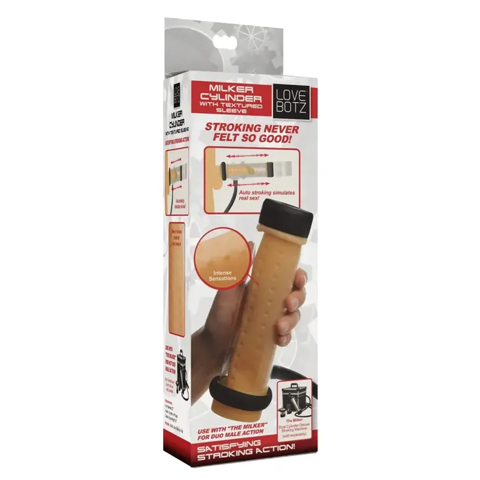 Milker Cylinder With Textured Sleeve LoveBotz Male Sex Toys Milker Cylinder With Textured Sleeve LoveBotz Male Sex Toys