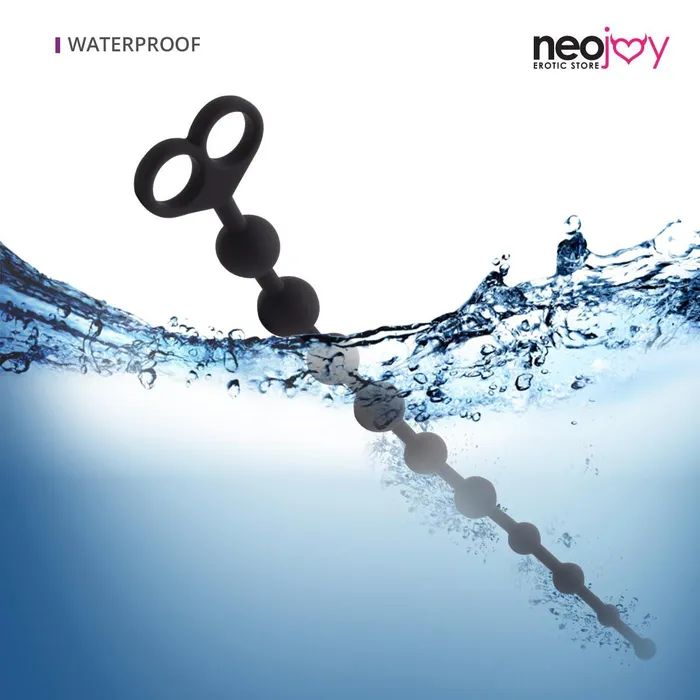 Neojoy Anal Beads Silicon with double loops Black Extra Large 129 inch 33 cm Neojoy Anal